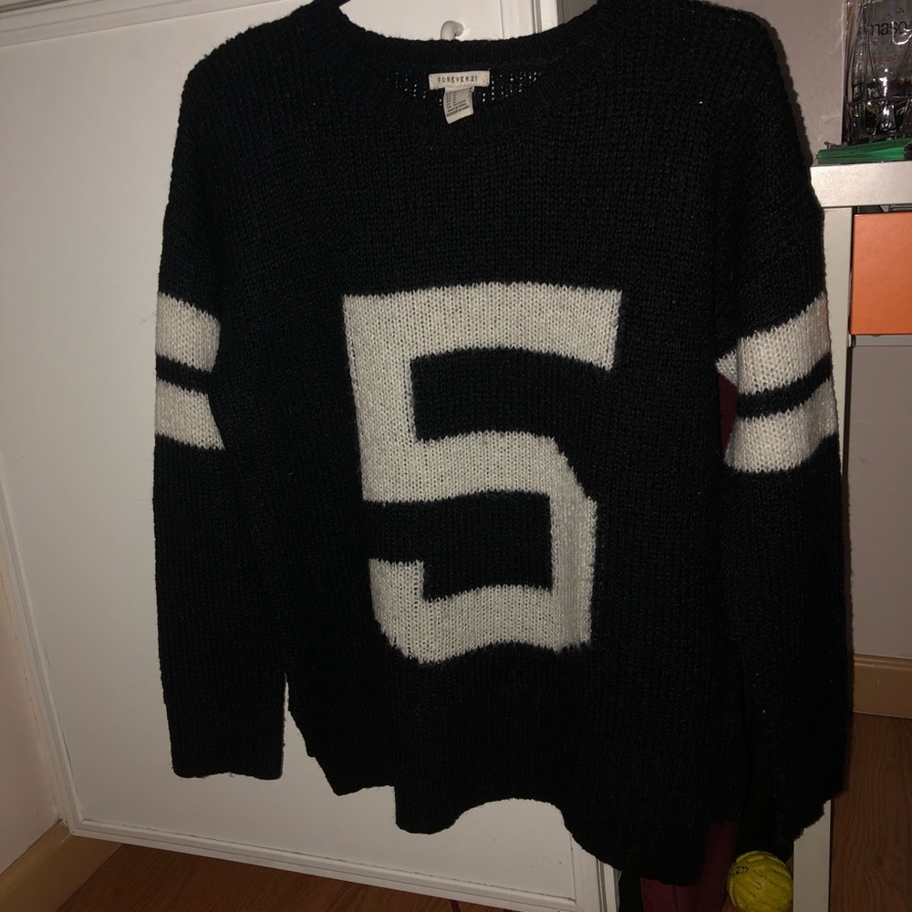 Number 5 black cozy sweater